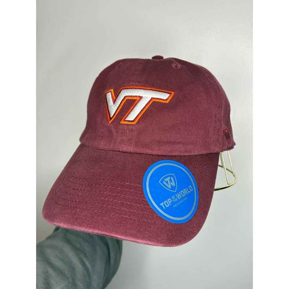 Virginia Tech Hokies Adjustable VT Cap Top of the World Hat Unisex OS Maroon